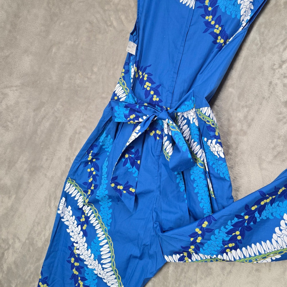 Lee's‎ Fashion Jumpsuit Women M Blue Hawaiian Tropical Floral Lei Pockets Light - Picture 5 of 14